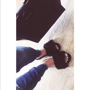 UGG royale black fur slides